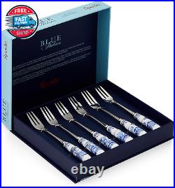 Blue Italian Collection Pastry Forks, Set of Six, Stainless Steel Fork, P