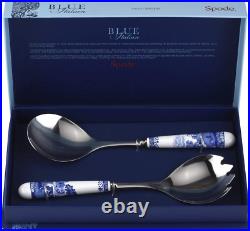 Blue Italian Collection Salad Servers, 2 Piece Spoon and Fork Set, 10-Inc