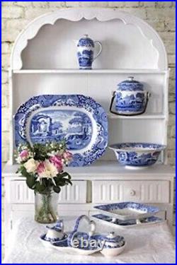 Blue Italian Handled Serving Dish Durable Oven Safe Porcelain for Stylish Meals