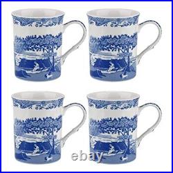 Blue Italian Large Mugs Set of 4 340ml / 12-ounces Cup for Coffee, Tea