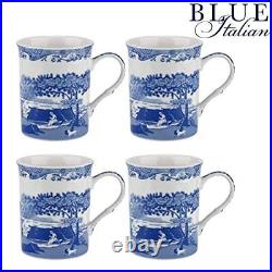 Blue Italian Large Mugs Set of 4 340ml / 12-ounces Cup for Coffee, Tea