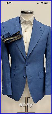 Blue Italian made 100% linen suit