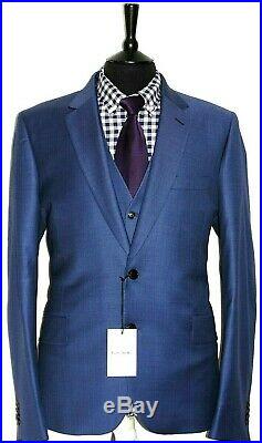 Bnwt Luxury Mens Paul Smith Soho Italian Made 3 Piece Tonik Blue Suit 46r W40