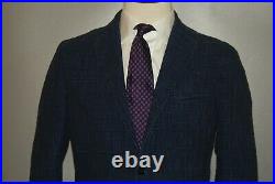 Boggi Milano Cotton Silk Blue Plaid Patch Pockets Sport Blazer Jacket Coat 50 R