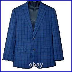 Bonobos Blue Italian Wool Suit Jacket 40S Slim Fit 2 Button Windowpane Plaid