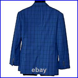 Bonobos Blue Italian Wool Suit Jacket 40S Slim Fit 2 Button Windowpane Plaid