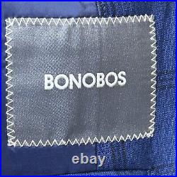 Bonobos Blue Italian Wool Suit Jacket 40S Slim Fit 2 Button Windowpane Plaid