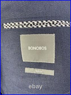 Bonobos, Medium Blue Italian Wool Hopsack Slim Fit Blazer, Size 38l