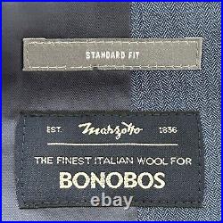 Bonobos Suit Jacket Size 40S Blue Italian Wool Blazer Standard Fit