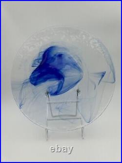 Bormioli Rocco Murano Dinner Plates 11 Cobalt Blue Swirl Italian Glass Set Of 6