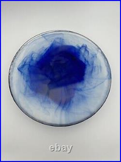 Bormioli Rocco Murano Dinner Plates 11 Cobalt Blue Swirl Italian Glass Set Of 6