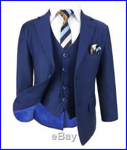 Boys Formal Blue Suit Italian Page Boy Wedding Prom Communion Night Blue Suits