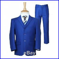 Boys Formal Royal Blue Suit Italian Wedding Prom 5 Piece Pageboy Saks Blue Suits