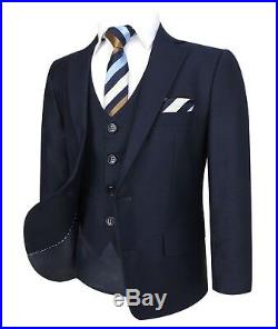 Boys Italian Blue Suits Kids Formal Wedding Prom Dark Blue Party Navy Suit