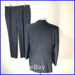 Brioni Italy 46 Long Custom Blue Pinstriped 2 Button Two Piece Suit Pants 38/30