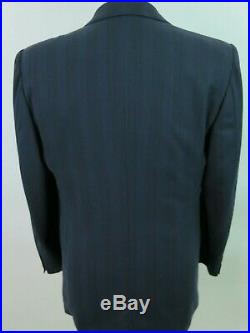 Brioni Roma Wool Blue Textured Striped Two Piece Italian Men's Suit 40 R 34x31