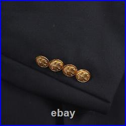 Brooks Brothers 44 L Navy Blue Italian Wool Gold Button Blazer Sport Coat 376