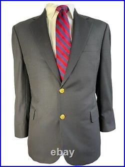 Brooks Brothers Brooksease, Dark Blue Italian Wool Blazer With Gold Buttons, 42s