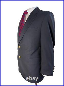 Brooks Brothers Brooksease, Dark Blue Italian Wool Blazer With Gold Buttons, 42s