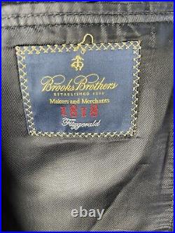 Brooks Brothers Fitzgerald, Recent Solid Dark Blue Italian Wool Suit, Size 43l