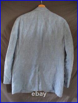 Brooks Brothers Fitzgerald blue Italian linen unlined blazer coat jacket 39R