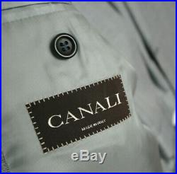CANALI $2650 light gray blue wool linen silk slim 2piece suit 34-US/44-IT 6R NEW