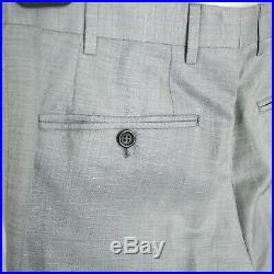 CANALI $2650 light gray blue wool linen silk slim 2piece suit 34-US/44-IT 6R NEW