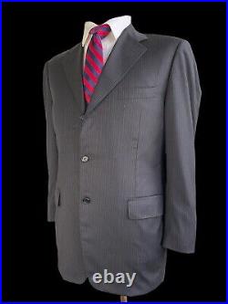 CANALI, DARK BLUE ITALIAN PINSTRIPED SUPER 120s SNUG FIT SUIT, EURO 52, US 42R