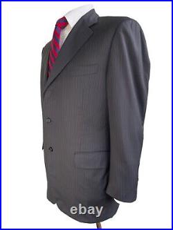 CANALI, DARK BLUE ITALIAN PINSTRIPED SUPER 120s SNUG FIT SUIT, EURO 52, US 42R