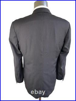 CANALI, DARK BLUE ITALIAN PINSTRIPED SUPER 120s SNUG FIT SUIT, EURO 52, US 42R