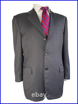 CANALI, DARK BLUE ITALIAN PINSTRIPED SUPER 120s SNUG FIT SUIT, EURO 52, US 42R