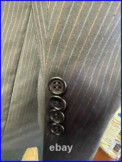 CANALI, DARK BLUE ITALIAN PINSTRIPED SUPER 120s SNUG FIT SUIT, EURO 52, US 42R