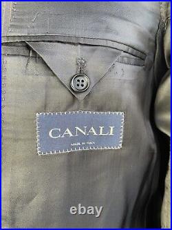 CANALI, DARK BLUE ITALIAN PINSTRIPED SUPER 120s SNUG FIT SUIT, EURO 52, US 42R