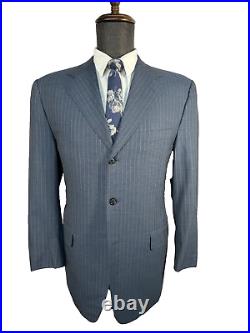 CANALI Mens Blue ITALIAN Wool Pinstripe Suit Sport Coat Blazer Jacket 36S