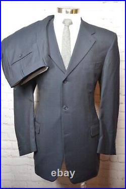 CANALI Mens Navy Blue ITALIAN-MADE Wool Pleated 2 Pc Suit 44L Jacket 37x31 Pant