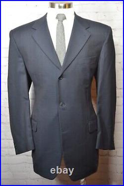 CANALI Mens Navy Blue ITALIAN-MADE Wool Pleated 2 Pc Suit 44L Jacket 37x31 Pant