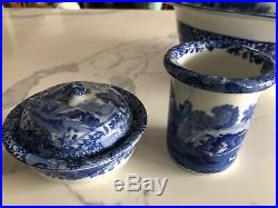 COPELAND SPODE Blue ITALIAN pitcher basin soap dish toothbrush cup 6 pieces