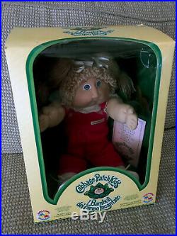 Cabbage Patch Doll (Italian) in Box, Light Brown Braids Blue Eyed girl 1984
