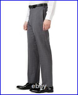 Calvin Klein Men's 3 Pieces Slim Fit Gray Vested Suit Wool Y665 Retail $695