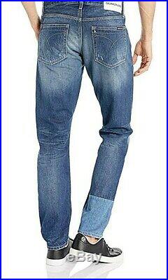 Calvin Klein Mens Slimfit Jeans Italian Blue Denim Patch W30xL32 CKJ 026 $148.00