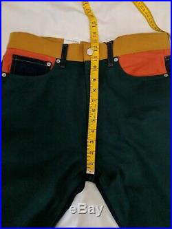 Calvin Klein Mens Ukelely Patch Jeans Italian Denim Green Orange 32x32
