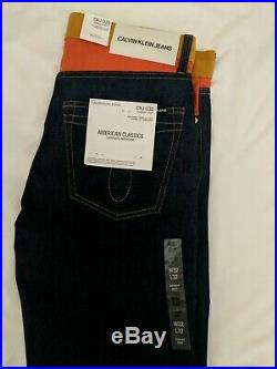 Calvin Klein Mens Ukelely Patch Jeans Italian Denim Green Orange 32x32