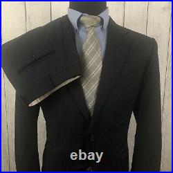 Canali 42R W34 x L30 Navy Blue Pinstriped Wool Italian Made 2-Piece Suit