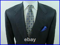 Canali Bertini Pure Wool Dark Blue Striped Two Piece Italian Men Suit 34x29 43 R