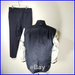 Canali Italy 46 Long Mens Custom Navy Blue 2 Piece 2 Button Suit Pants 38/31