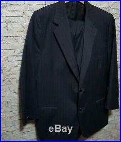 Canali Men's EU 54R US 44R Navy Blue Pinstripe 2 Button Italian 2 Piece Suit