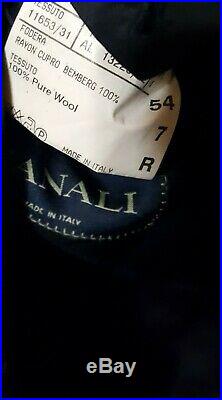 Canali Men's EU 54R US 44R Navy Blue Pinstripe 2 Button Italian 2 Piece Suit