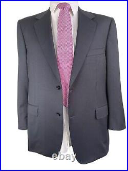 Canali, Solid Dark Blue, Italian 2 Button Wool Suit, Euro 58r, USA 46r