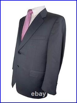 Canali, Solid Dark Blue, Italian 2 Button Wool Suit, Euro 58r, USA 46r