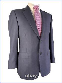 Canali, Solid Dark Blue Italian Wool Herringbone Blazer, Euro 52, USA 42